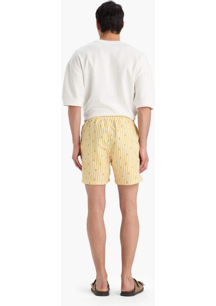 Çizgili File Astarlı Kısa Boy Deniz Şortu E0950AX25HS