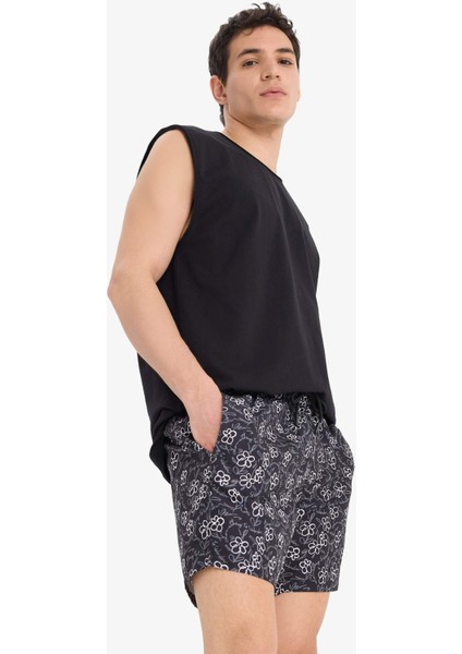 Desenli File Astarlı Kısa Boy Deniz Şortu E0951AX25HS