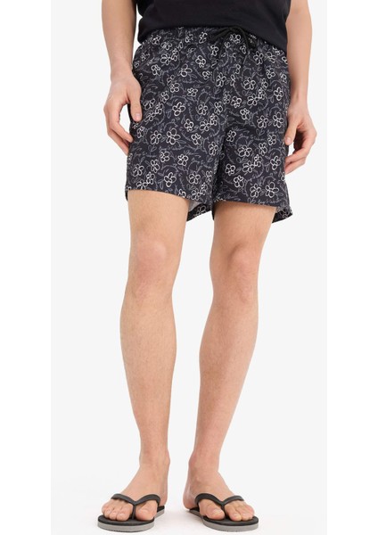 Desenli File Astarlı Kısa Boy Deniz Şortu E0951AX25HS