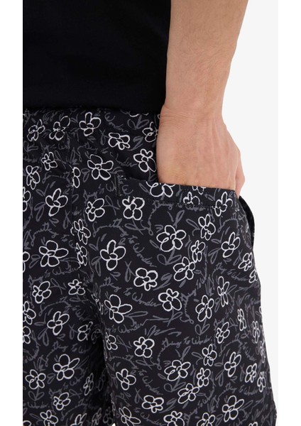 Desenli File Astarlı Kısa Boy Deniz Şortu E0951AX25HS