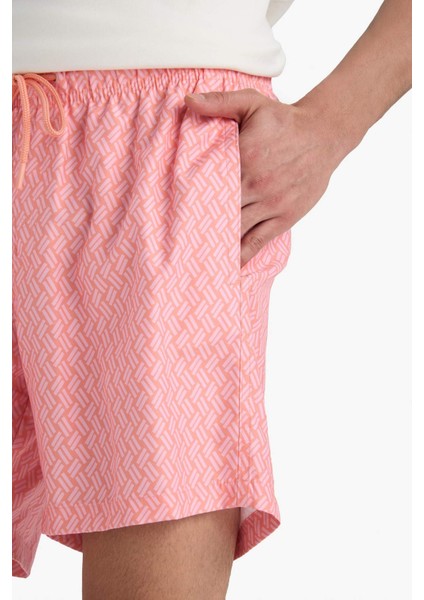 Desenli File Astarlı Kısa Boy Deniz Şortu B7442AX25HS