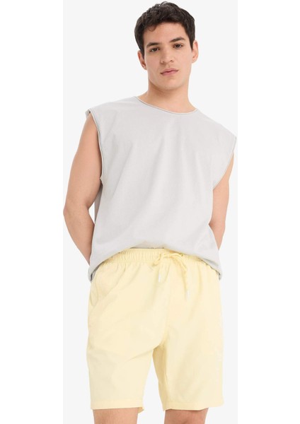 Regular Fit File Astarlı Kısa Boy Deniz Şortu B7255AX25HS