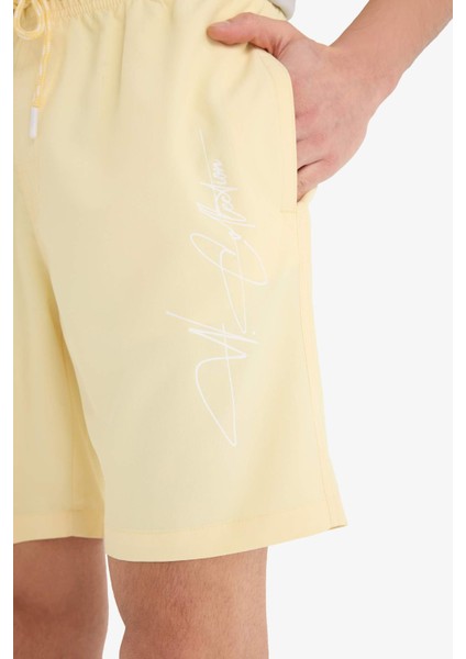 Regular Fit File Astarlı Kısa Boy Deniz Şortu B7255AX25HS