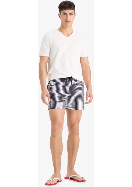 Çizgili File Astarlı Kısa Boy Deniz Şortu E0950AX25HS