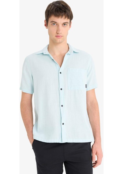 %100 Pamuk Regular Fit Yazlık Kısa Kollu Gömlek E0461AX25SM