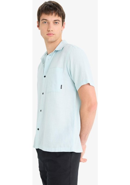 %100 Pamuk Regular Fit Yazlık Kısa Kollu Gömlek E0461AX25SM