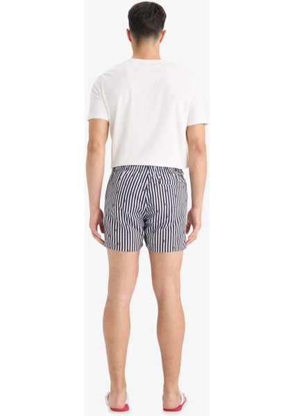 Çizgili File Astarlı Kısa Boy Deniz Şortu E0950AX25HS