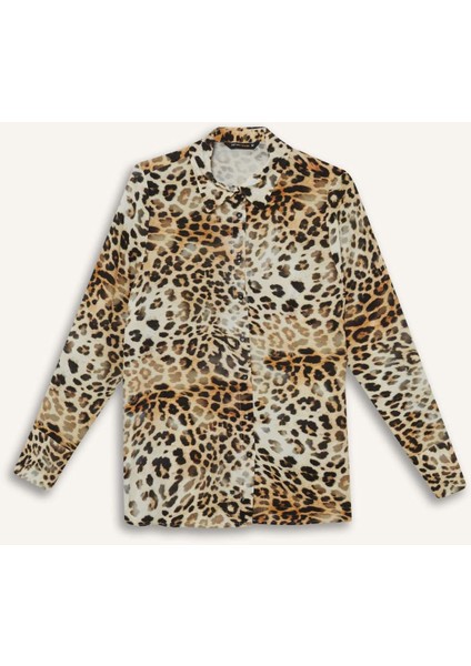 Regular Fit Leopar Desenli Uzun Kollu Gömlek I8266AZ25SP