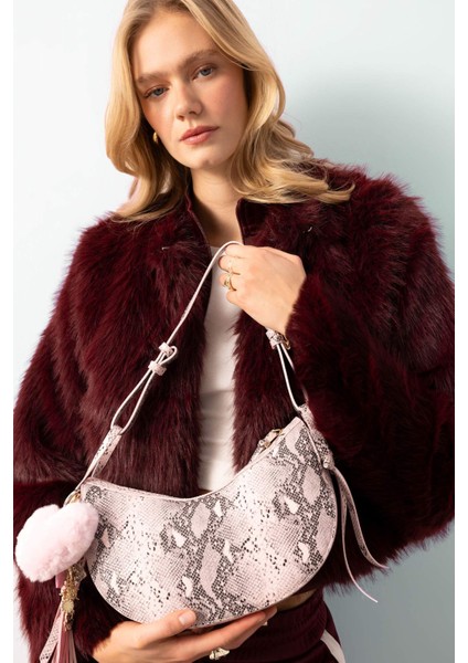 Kadın Suni Deri Yılan Derisi Desenli Omuz Çantası E3624AXNS