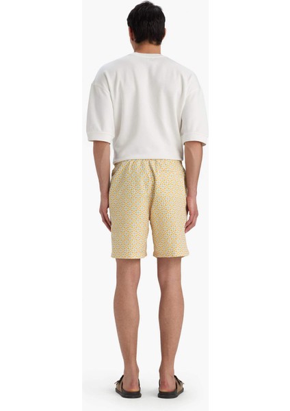 Regular Fit Desenli File Astarlı Diz Üstü Deniz Şortu E1025AX25HS