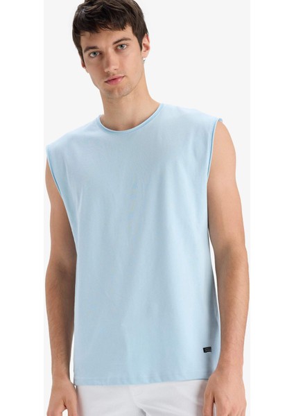 %100 Pamuk Boxy Fit Bisiklet Yaka Basic Düz Atlet C7205AX25SM