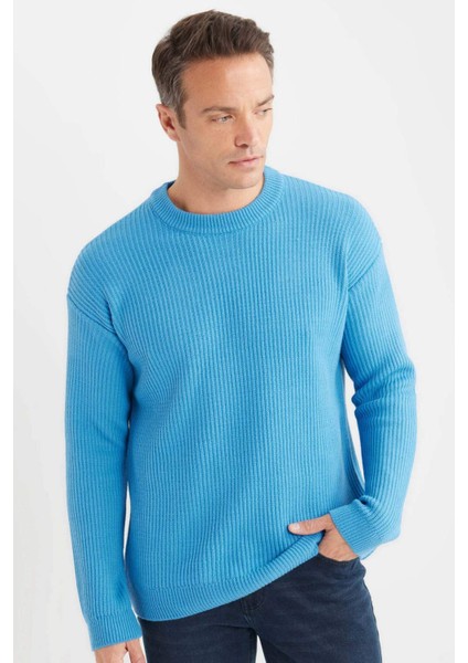 Oversize Geniş Kalıp Bisiklet Yaka Triko Kazak B9718AX24WN