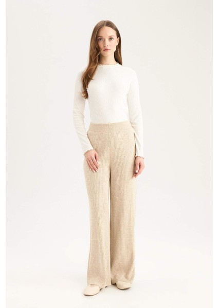 Relax Fit Triko Pantolon Geniş Bol Paça Basic Düz Beli Lastikli E2940AX24WN