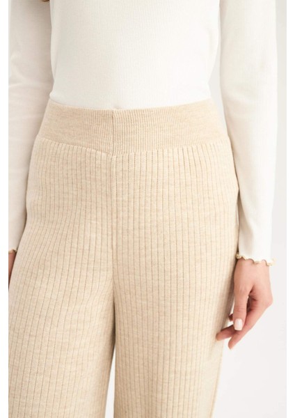 Relax Fit Triko Pantolon Geniş Bol Paça Basic Düz Beli Lastikli E2940AX24WN