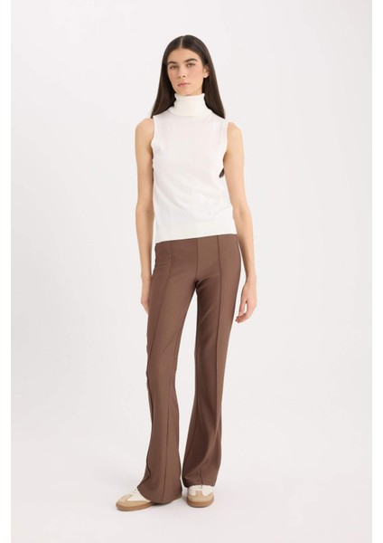 İspanyol Paça Yüksek Bel Pantolon Tayt X3148AZ24AU