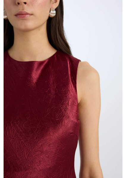 Degaje Yaka Saten Kolsuz Maxi Abiye Elbise E2741AX24WN