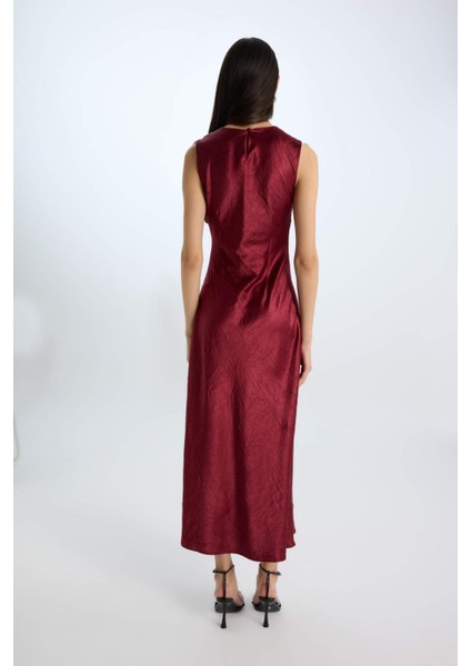 Degaje Yaka Saten Kolsuz Maxi Abiye Elbise E2741AX24WN