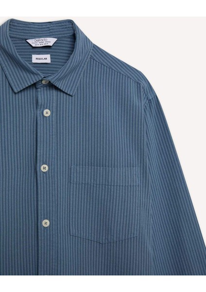 Regular Fit Çizgili Pamuklu Uzun Kollu Gömlek E1944AX24AU