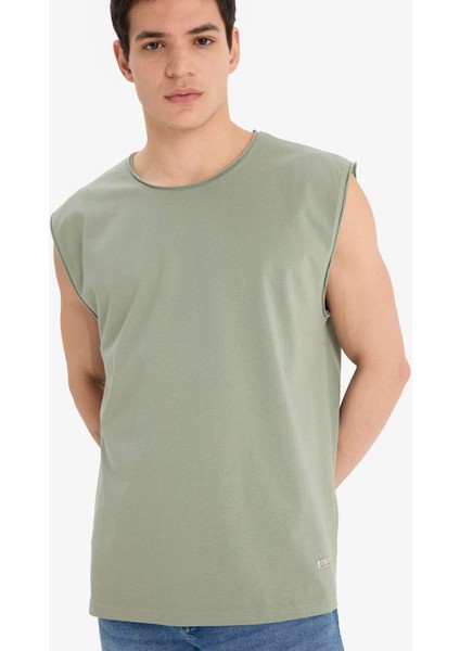 %100 Pamuk Boxy Fit Bisiklet Yaka Basic Düz Atlet C7205AX25SM