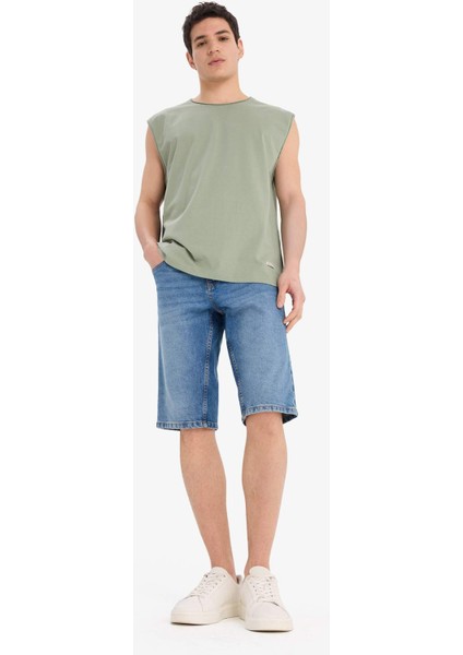 %100 Pamuk Boxy Fit Bisiklet Yaka Basic Düz Atlet C7205AX25SM