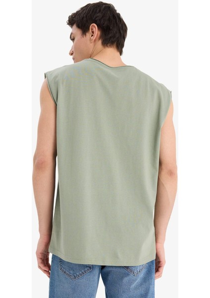 %100 Pamuk Boxy Fit Bisiklet Yaka Basic Düz Atlet C7205AX25SM