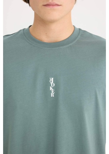 %100 Pamuk Batman Boxy Fit Bisiklet Yaka Sırt Baskılı Kısa Kollu Tişört D9845AX25SP