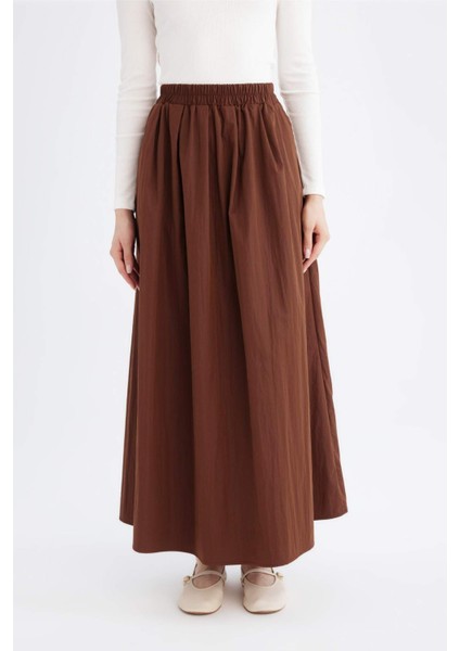 A Kesim Beli Lastikli Paraşüt Kumaş Maxi Etek E1265AX24WN