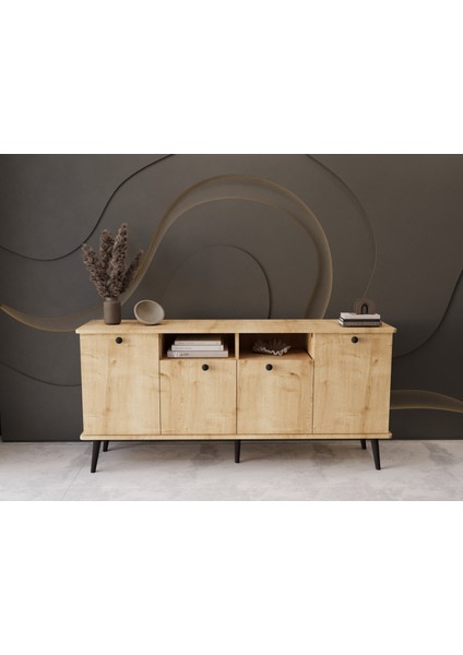 Lunaris Konsol 180 cm %100 Mdf Lake Ahşap Ayaklı
