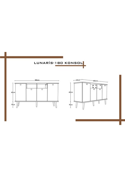 Lunaris Konsol 180 cm %100 Mdf Lake Ahşap Ayaklı fiyatları