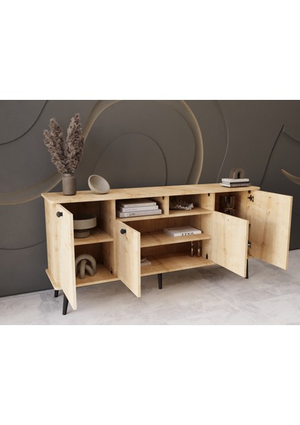 Lunaris Konsol 180 cm %100 Mdf Lake Ahşap Ayaklı fırsatları