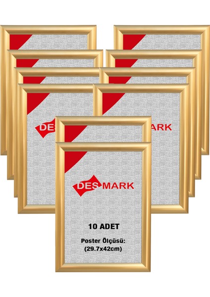 10 Adet 25 mm A3(29.7X42) Gönye Köşe Alüminyum Aç-Kapa Çerçeve – Poster Çerçevesi (Gold Renk)