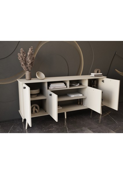 Lunaris Konsol 160 cm %100 Mdf Lake Ahşap Ayaklı fiyatları