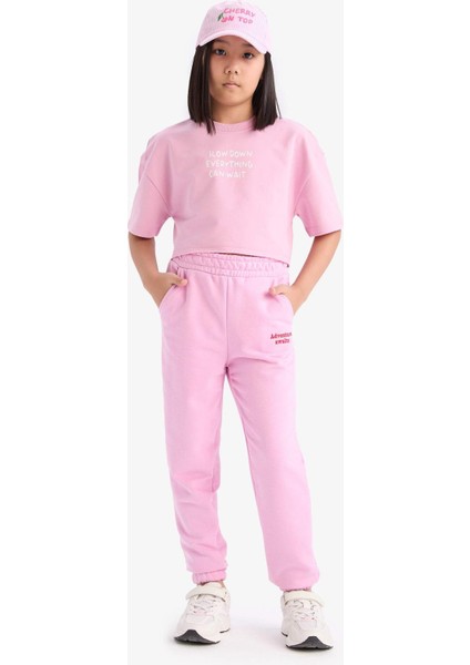 Kız Çocuk Beli Paçası Lastikli Baskılı Jogger Eşofman Altı D9689A825SP