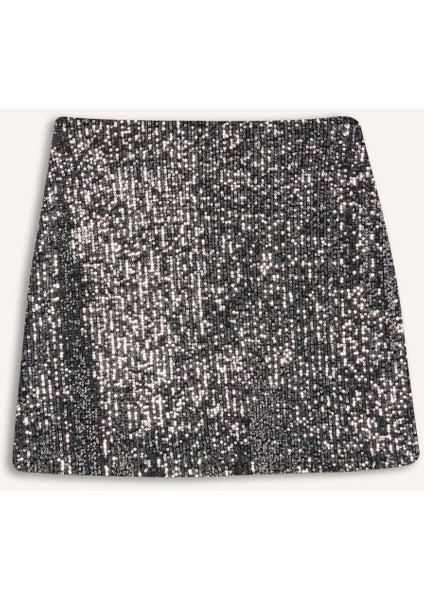 A Form Yüksek Bel Payetli Kumaş Mini Etek E1711AX24WN