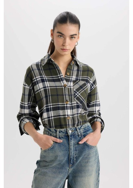 Kareli Flanel Uzun Kollu Oduncu Gömlek R3725AZ24WN