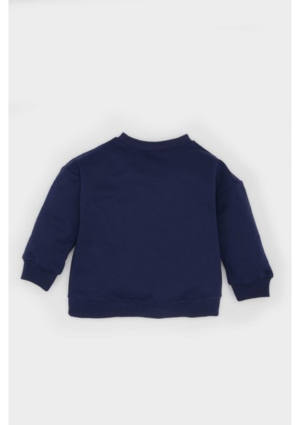 Erkek Bebek Bisiklet Yaka Dinozor Baskılı Sweatshirt E3675A525SP