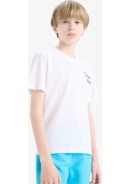 Erkek Çocuk Bisiklet Yaka Baskılı Kısa Kollu Tişört E3740A825SM