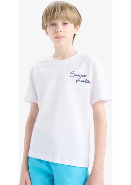 Erkek Çocuk Bisiklet Yaka Baskılı Kısa Kollu Tişört E3740A825SM