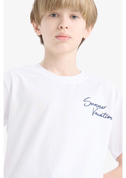 Erkek Çocuk Bisiklet Yaka Baskılı Kısa Kollu Tişört E3740A825SM