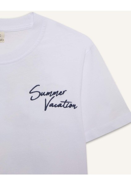 Erkek Çocuk Bisiklet Yaka Baskılı Kısa Kollu Tişört E3740A825SM