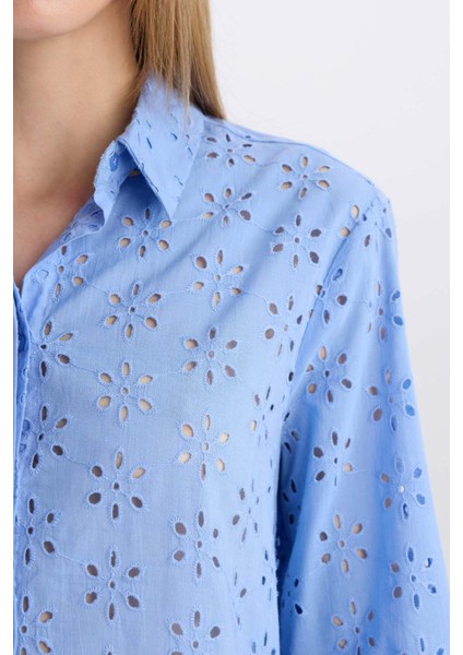 Regular Fit Brode Uzun Kollu Gömlek