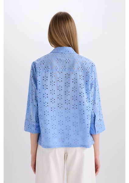 Regular Fit Brode Uzun Kollu Gömlek