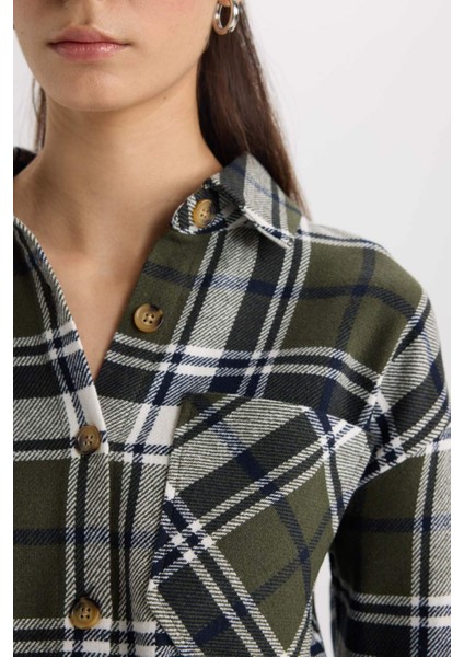 Kareli Flanel Uzun Kollu Oduncu Gömlek R3725AZ24WN