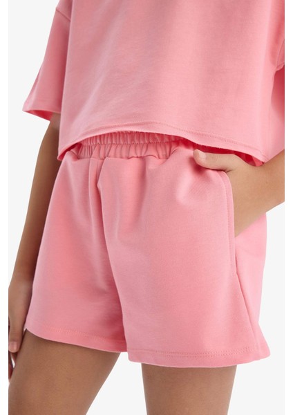 Kız Çocuk 2'li Takım Baskılı Kısa Kollu Tişört Şort E0730A825SM