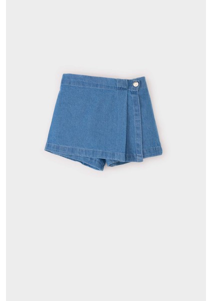 Kız Bebek Beli Lastikli Jean Şort Etek E0438A525SM