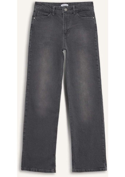 Comfort Straight Yüksek Bel Bilek Boy Jean Yıkamalı Pantolon E3413AXNS