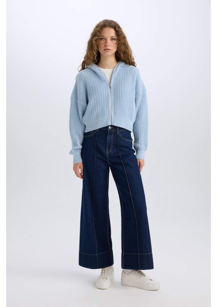 Regular Fit Kapüşonlu Fermuarlı Triko Hırka E2269AXNS