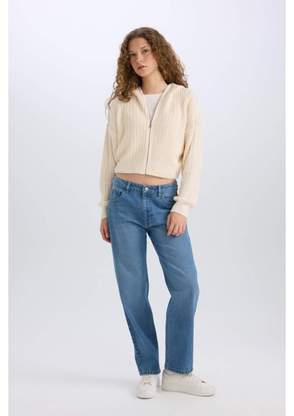 Regular Fit Kapüşonlu Fermuarlı Triko Hırka E2269AXNS