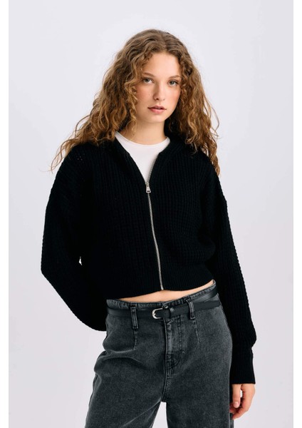 Regular Fit Kapüşonlu Fermuarlı Triko Hırka E2269AXNS