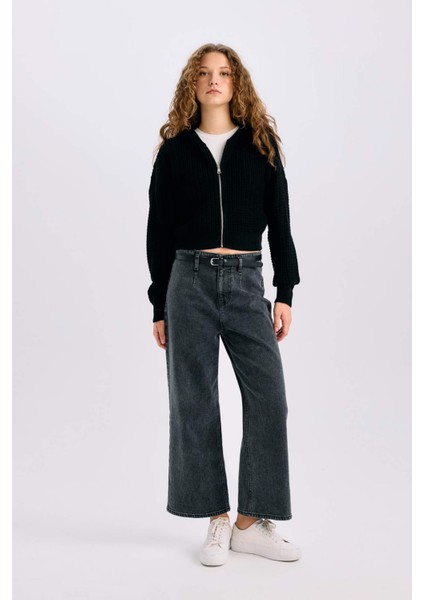 Regular Fit Kapüşonlu Fermuarlı Triko Hırka E2269AXNS